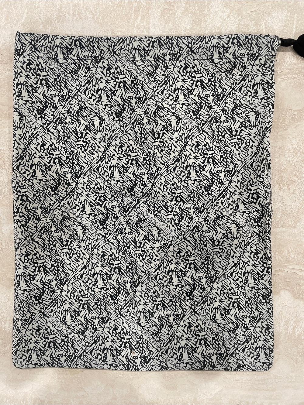 Rebecca Minkoff Black and White Quilted Throw with Abstract Pattern